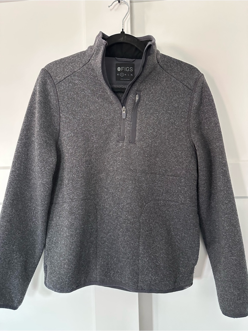 FIGS Women’s Charcoal Gray Half-Zip Sweater